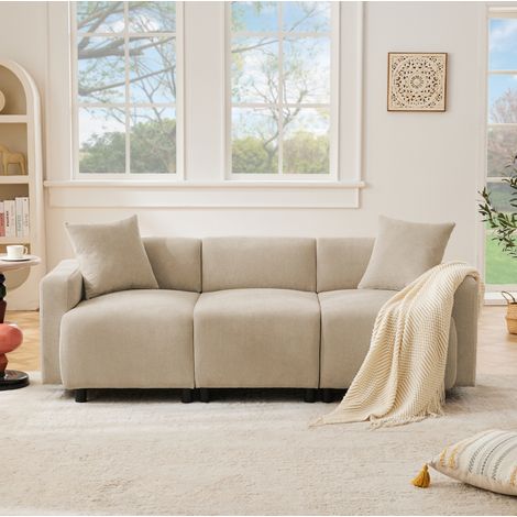 Sofá 3 plazas chenilla con cojines 211 cm OKMYHOME (1/5)