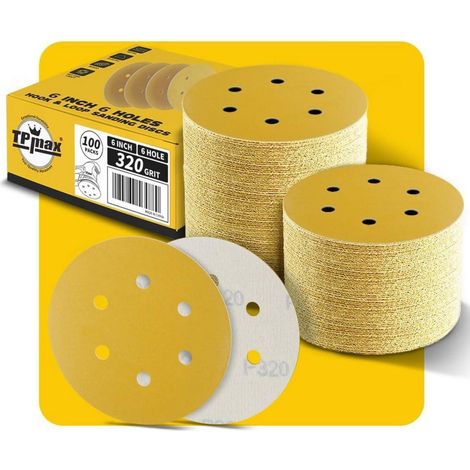 Schleifscheiben 150mm 6 Loch Klett P320 Körnung 100 Stück für Exzenterschleifer (1/5)