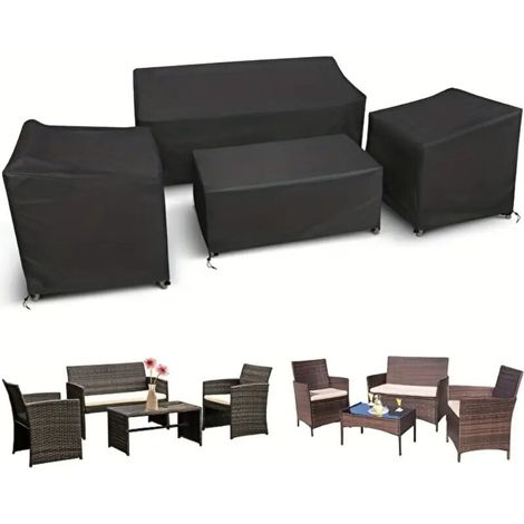 Lot de 4 housses de jardin imperméables pour canapé, fauteuil et table basse (1/4)