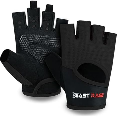 Gants D'Entrainement - Paume En Cuir Synthétique - Design Sans Doigts - Aération Mesh - Sangle Velcro - Pour Musculation Cyclisme Tirage - Par 1 (1/3)