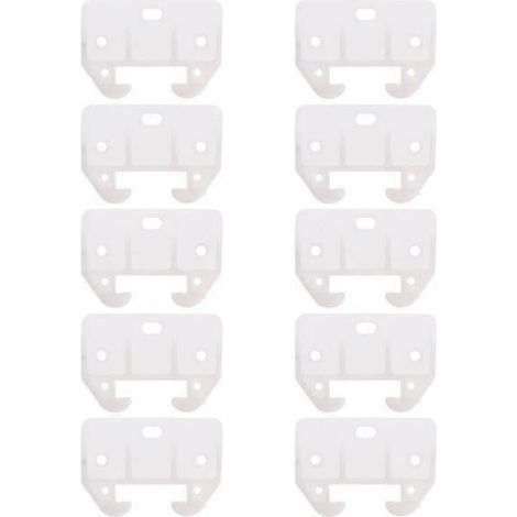 Lot de 10 glissières de tiroir en plastique, pièces de rechange pour meubles (blanches) (1/4)
