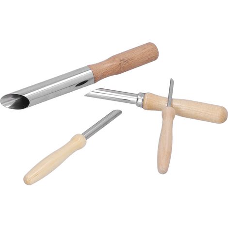 Emporte-pièces en Acier Inoxydable pour Argile, Set de 4 avec Poignées en Bois pour Modelage et Céramique (1/5)