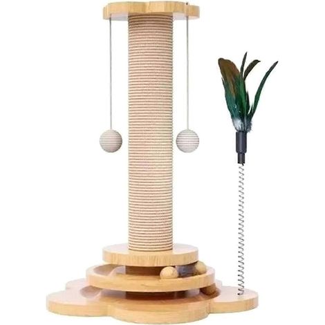Sisal-Kratzbaum für Katzen, Spielzeug aus Massivholz, Katzenaccessoire, lustiger Katzenkratzbaum. (1/5)