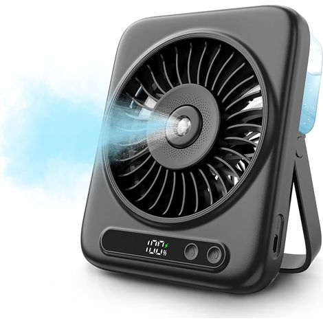 Ventilateur Brumisateur de Table, 6000mAh Mini Ventilateurs Bureau Portable (1/5)