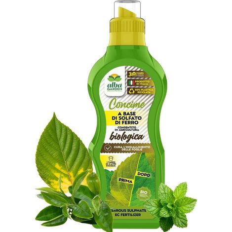 Solfato di Ferro Liquido Concentrato, Concime Naturale Biologico, Rinverdente Fogliare Azzurrante Ortensie per Alberi Orto x 1 kg (1/5)