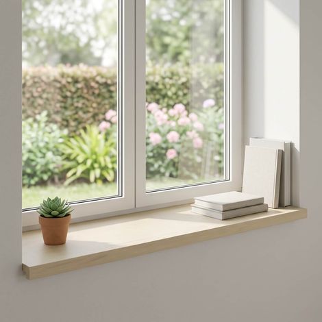 vidaXL Window Sills 2 pcs White 90 x 40 x 2 cm Solid Oak Wood (1/5)