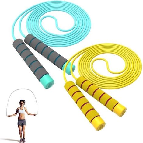 Corde à Sauter - Jump Rope - Réglable - Poignées en Mousse - 2 Pièces - Enfant (1/4)