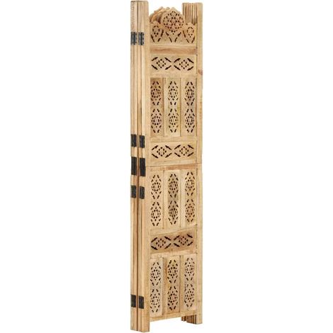Paravent d'Intérieur 4 Panneaux Cloison de Séparation Bois Massif Manguier 160 x 165 cm (1/5)
