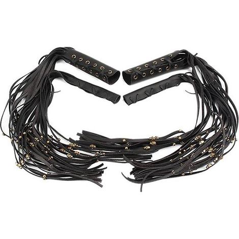 Poignées de moto en PU à motif crâne de 61 cm (24 pouces) avec couvre-levier de frein à franges pour cruiser, chopper et moto classique. (1/5)