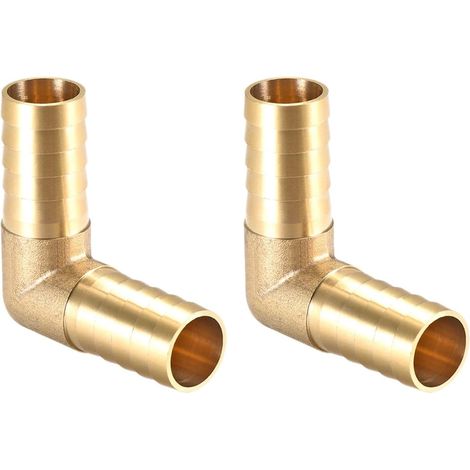 19mm Dia 90 Degré Raccord cannelé en Laiton 2PCS Doré (1/5)
