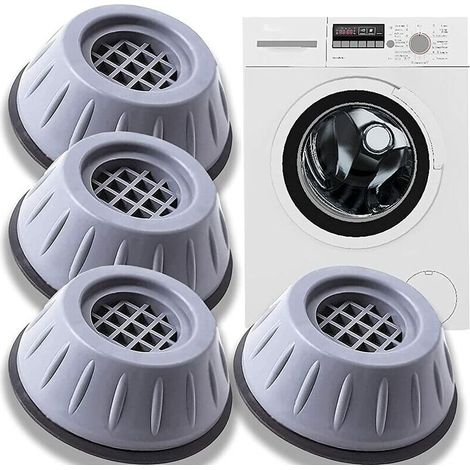 royaluxe -Tapis pour Machines à Laver 4 Pièces Tampons Pied Machine Laver Pied Machine a Laver Lave Linge Universel Pieds Stabilisat Piédestal pour Lave-Linge Réfrigérat (4cm) (1/5)