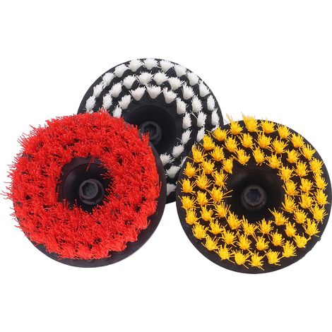 Brosse ronde en PP en 3 parties pour tapis de sol, accessoire pour perceuse, idéale pour le nettoyage de voitures et de surfaces de salle de bain. (1/5)