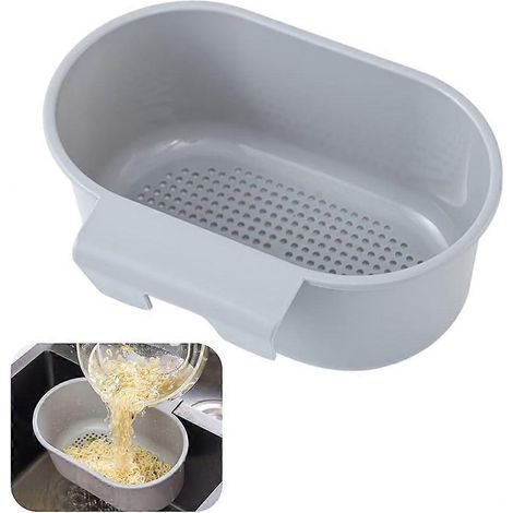 Passoire d'évier d'angle suspendue, multifonctionnelle, grise, grise. Filtre à déchets pour évier de cuisine. (1/5)