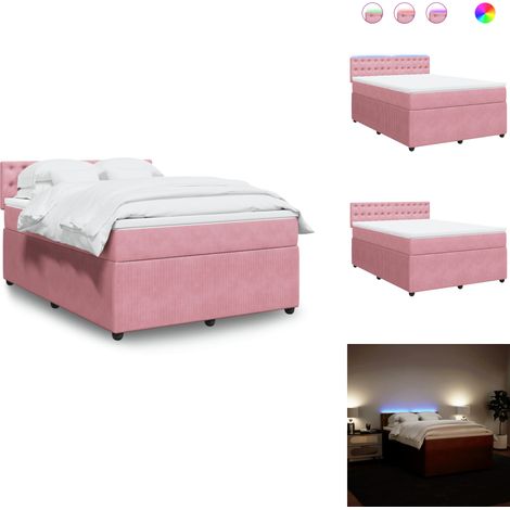 Sommier à lattes de lit avec matelas Rose 140x190 cm Velours - Sommier À Lattes De Lit - Sommiers À Lattes De Lit - Lit - Meuble De Chambre À Coucher (1/5)