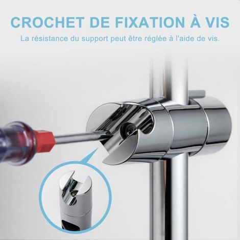 Support Pommeau De Douche - Diamètre Réglable 19 À 25 Mm - Pour Barre De Poussée - 1 Pièce (1/5)