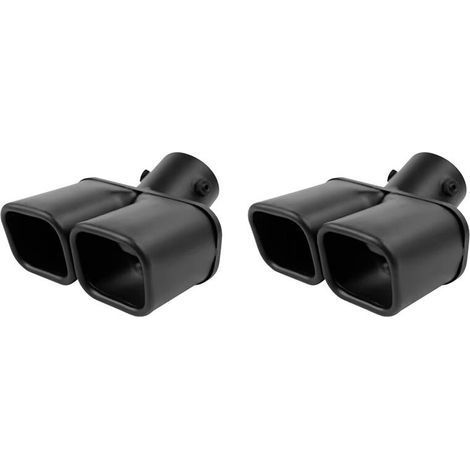 Deux doubles sorties d'échappement de 63 mm en acier inoxydable noir pour usage automobile (1/3)