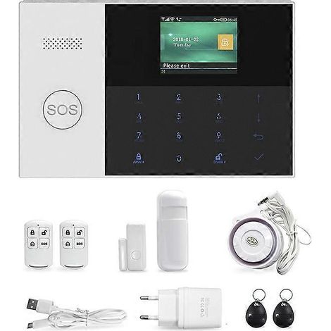 Intelligentes Alarmsystem mit 3G/GPRS + WLAN, Touch-Tastatur, LCD-Bildschirm und RFID-Funktion (1/4)