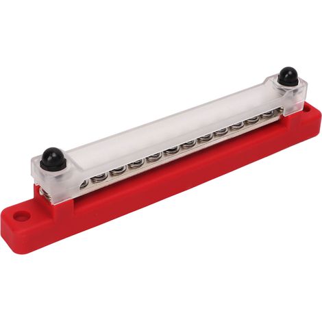 Kit de barre omnibus de distribution d'alimentation à 12 bornes, 2 bornes M6, 12 vis M4, boîte de jonction de batterie, convient aux automobiles, camping-cars, navires et yachts, rouge. (1/5)