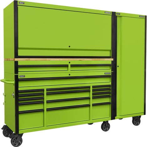 Sealey 15 Drawer 1549mm Mobile Trolley with Wooden Worktop, Hutch, 2 Drawer Riser & Side Locker AP6115BECOMBO2 (1/5)