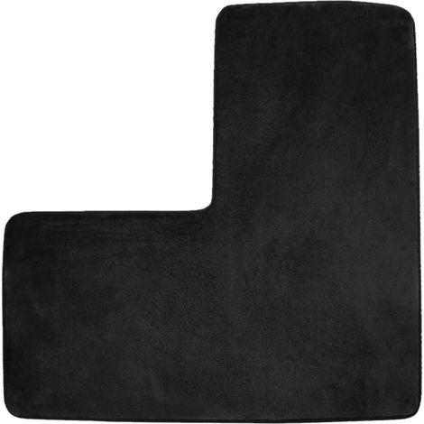 80 x 80 cm Tapis de salle de bain en forme de L,noir,tapis de douche d'angle antidérapant,séchant rapidement,lavable (1/5)
