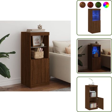 The Living Store Sideboard mit LED-Leuchten Braun Eichen-Optik 41x37x100 cm - Sideboard - Wohnzimmermöbel - TV-Schreibtisch - Regal - Eiche Optik (1/5)