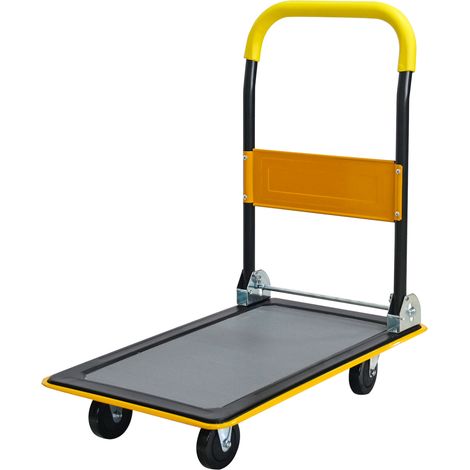 Chariot plateforme pliable en acier jaune, roulettes pivotantes 360°, 150 kg (1/3)