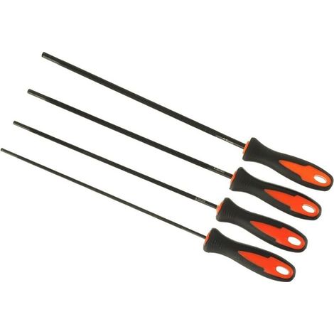 4 Pièces Lime tronconneuse, Lime Chaine tronconneuse,Lime à Cheval pour tronçonneuse, Lime avec poignée, il Existe 4 Tailles de 3,2 mm, 4,0 mm, 4,8 mm, 5,5 mm, adaptée à la tronçonneuse DIY