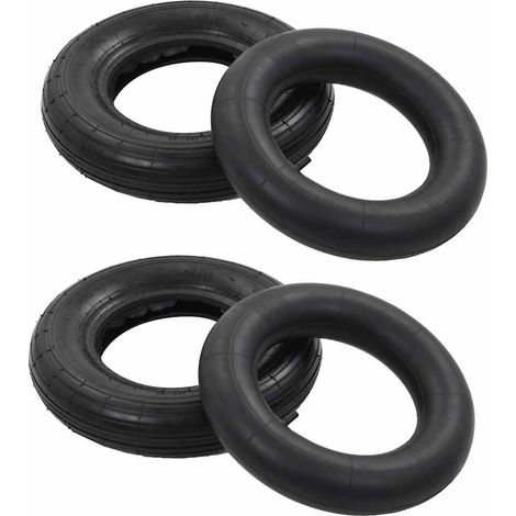 Pneu de brouette et chambre à air 4 pcs 3.50-8 4PR Caoutchouc (1/5)