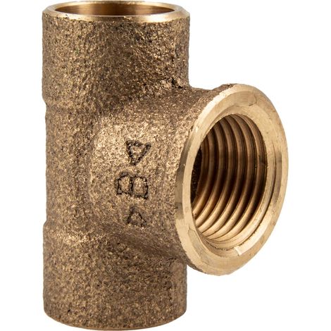 Rotguss-Lötfitting T-Stück 28 mm x 3/4 Zoll IG - Typ 4130G, DVGW