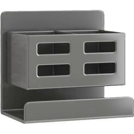Salle de bain organiseur mural Flush sans étanche Drainage Toothbrush Comb Cosmetics Hair Dryer organiseur gris (1/5)