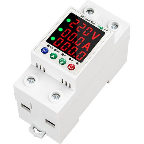 Disjoncteur intelligent Tuya WiFi à réenclenchement automatique avec affichage numérique, compatible avec les applications mobiles et les assistants vocaux Alexa et Google Assistant (1/5)
