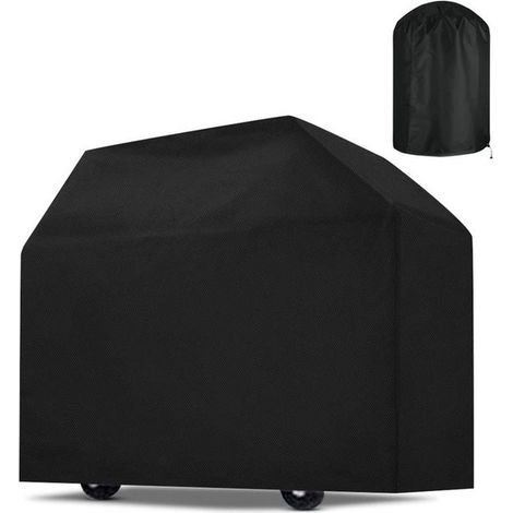 Telo di copertura impermeabile per barbecue con coulisse, 145 x 61 x 117 cm, tessuto Oxford 210D. Per uso esterno, impermeabile, antivento, resistente ai raggi UV. (1/5)