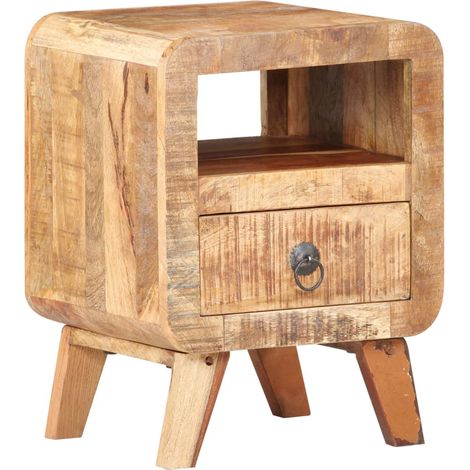 Table de chevet 30x30x41 cm Bois de manguier brut (1/5)