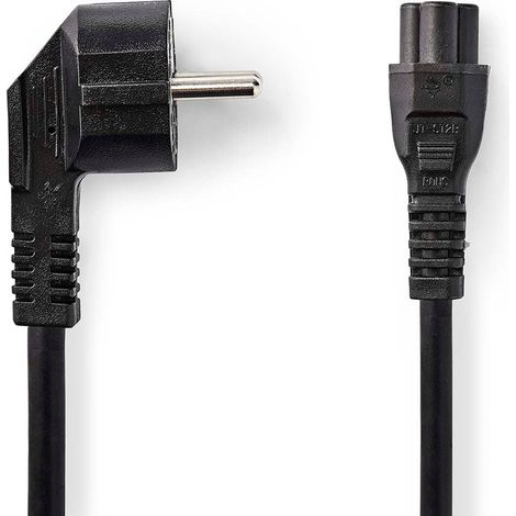 Cable de alimentacion conector de alimentacion macho iec 320 c5 en angulo recto niquelado 200 metros redondo pvc negro etiqueta