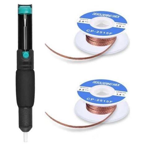 Pompe à dessouder et tresse à dessouder 21CM Outil de dessoudage avec 2 tresses et 1 pompe à dessouder Kit de nettoyage de soudure pour le retrait de la soudure (1/5)