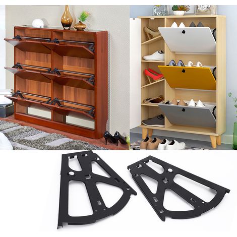 Schuhschrank mit zwei Einlegeböden, Klappgestell, Scharnieren für das Schuhregal, Scharnieren für die Schublade, Beschläge (1/5)