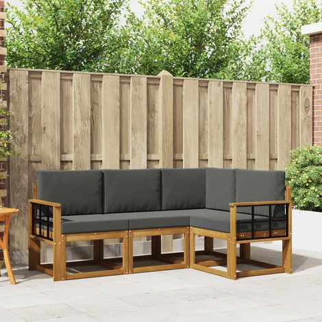 Outdoor-Sofagarnitur mit Kissen 4 pcs Natur und Anthrazit (1/5)