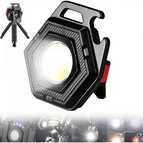 Lampe torche LED rechargeable, mini-lampe porte-clés 800 lumens, 4 modes d'éclairage, lampe torche portable, décapsuleur magnétique, lampe de travail avec caméra (1/5)
