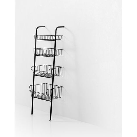 Scaffale da parete in metallo con 4 cestelli Kino - Nero