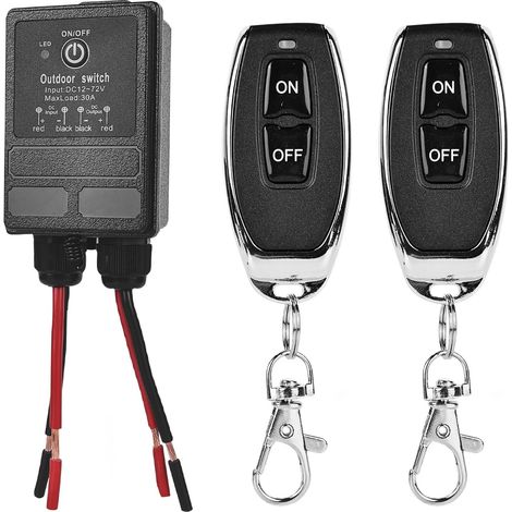 Interrupteur à distance, interrupteur sans fil 12 V, DC12 V 72 V 30 A, relais, télécommande, 1003000m longue portée, interrupteur sans fil avec télécommande, pour portes de garage (1/5)