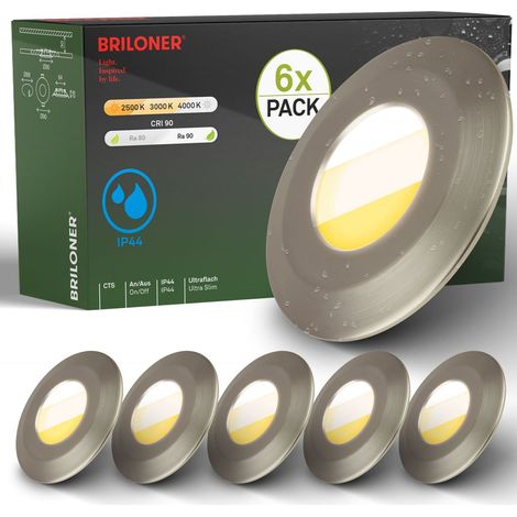6er Set LED Bad Einbaustrahler LED Einbauleuchten Bad Spots CTS Flach Ra90