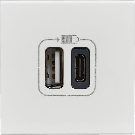 Legrand – Prise double USB Type-A + Type-C Mosaic 3A 2 modules – Charge rapide 15W – Installation simple avec plaque de finition – Blanc (1/5)