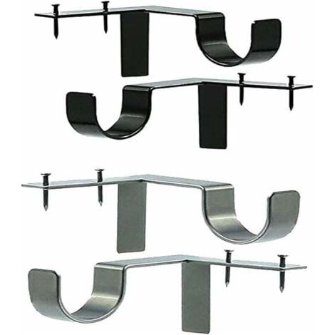4 PCS Support Tringle Rideaux Sans Percage,Support Mural Réglable pour Tringle à Rideau Fixations Barre à Rideaux Accessoire Argent Noir en Métal Maison Chambre Bureau (1/5)