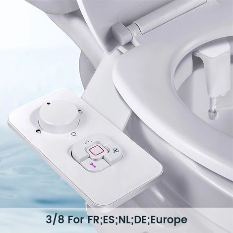 (3-8 FR ES NL Europe) WC bidet douche ultra-mince, abattant WC bidet, douchette bidet non électrique, double buse, lavage frontal et arrière (1/5)