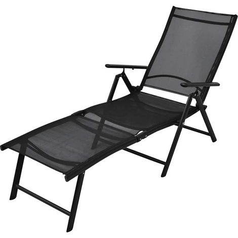 vidaXL Chaise longue pliable Aluminium Noir (1/5)