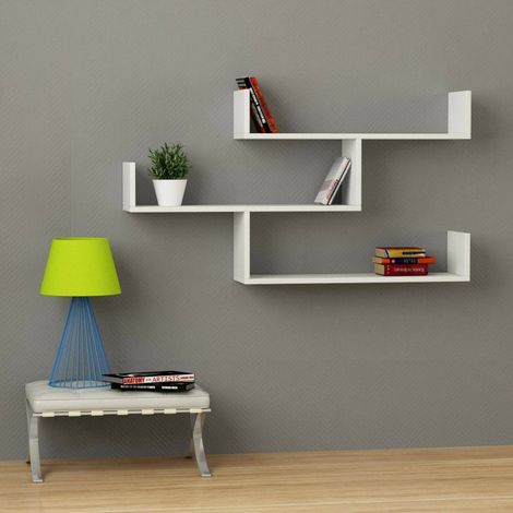 Dmora - Estantería Nebulon, Estante, Estante de pared, Estanterías multiusos, 119x23h67 cm, Blanco, con embalaje reforzado (1/3)