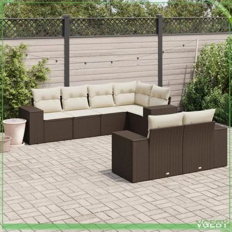 Salon de jardin - 3222812 - résine tressée marron - modulaire 7 pièces - coussins déhoussables (1/5)