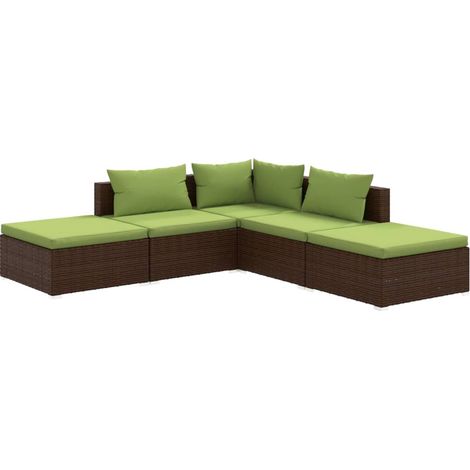 Mobili da giardino mobili da esterno Set di mobili da 5 pezzi con cuscini in resina intrecciata marrone 020016454