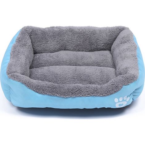 Hundebett (M, 54 x 42 cm) - Blaues quadratisches Haustiersofa - Geeignet für kleine und mittelgroße Hunde und Katzen - Weiches Plüschkissen - Katzenkissen - Rutschfeste Unterseite - Speziell für Franz (1/5)