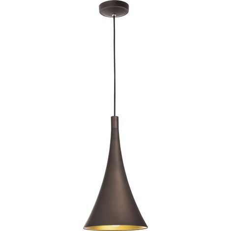 Merano Hartford 20cm Dome Suspension Plafonnier Aluminium Marron Foncé Extérieur Doré Intérieur LED E27